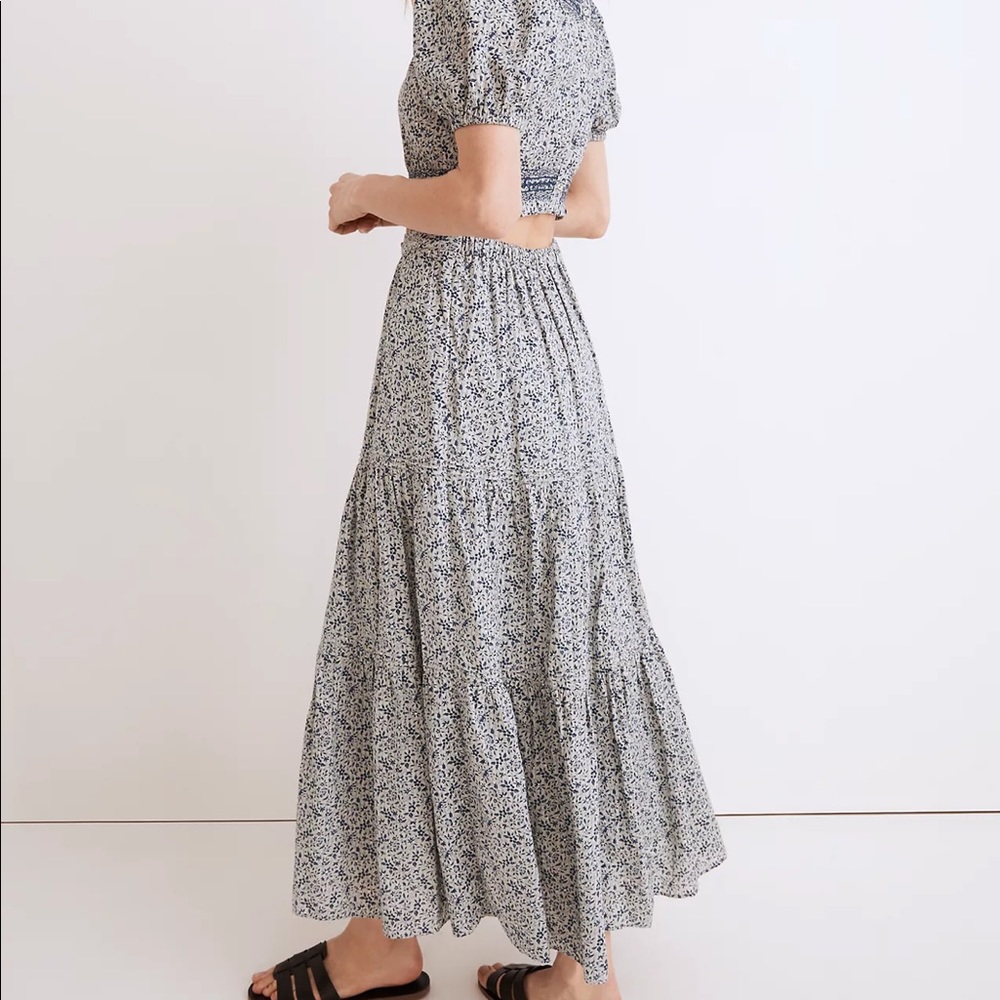NWT Madewell Button-Front Tiered Maxi Skirt in Florentine Floral